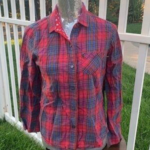 Victoria’s Secret plaid collared PJ top XS